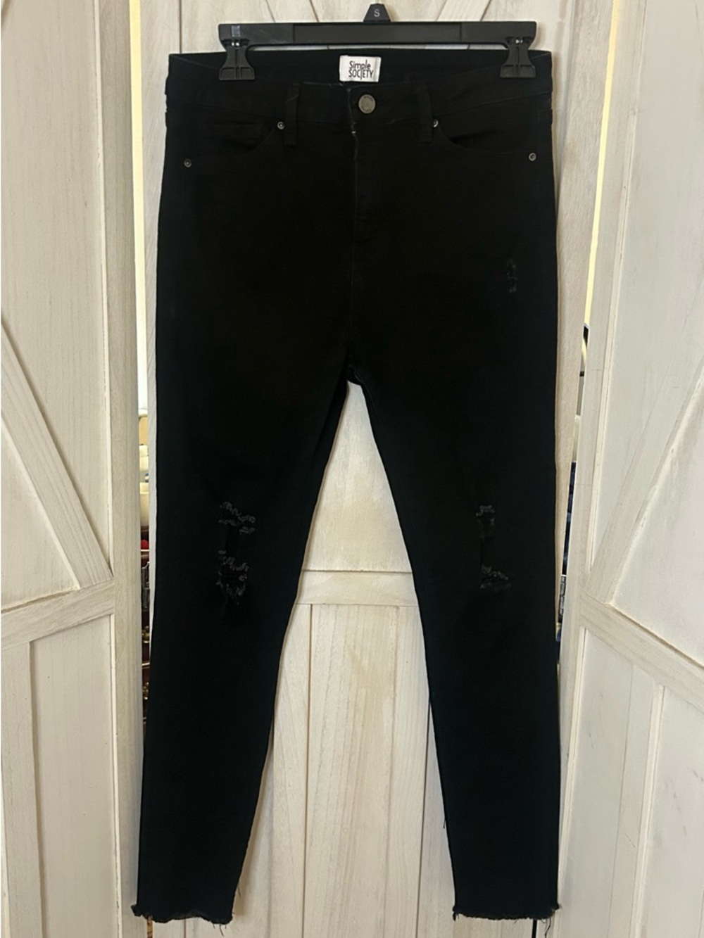 Simple Society Black Skinny Jeans with Subtle Distress